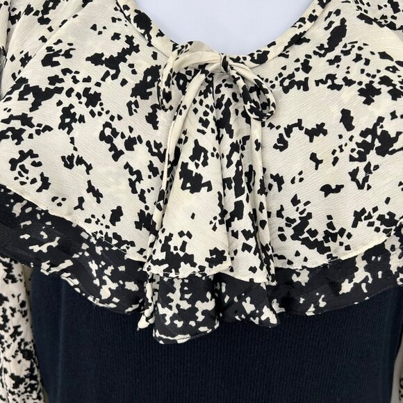 VTG 80's ANTHONY SICARI SILKY SLEEVE DOUBLE RUFFLE SWEATER TOP - 12 - USA! - Picture 2 of 4